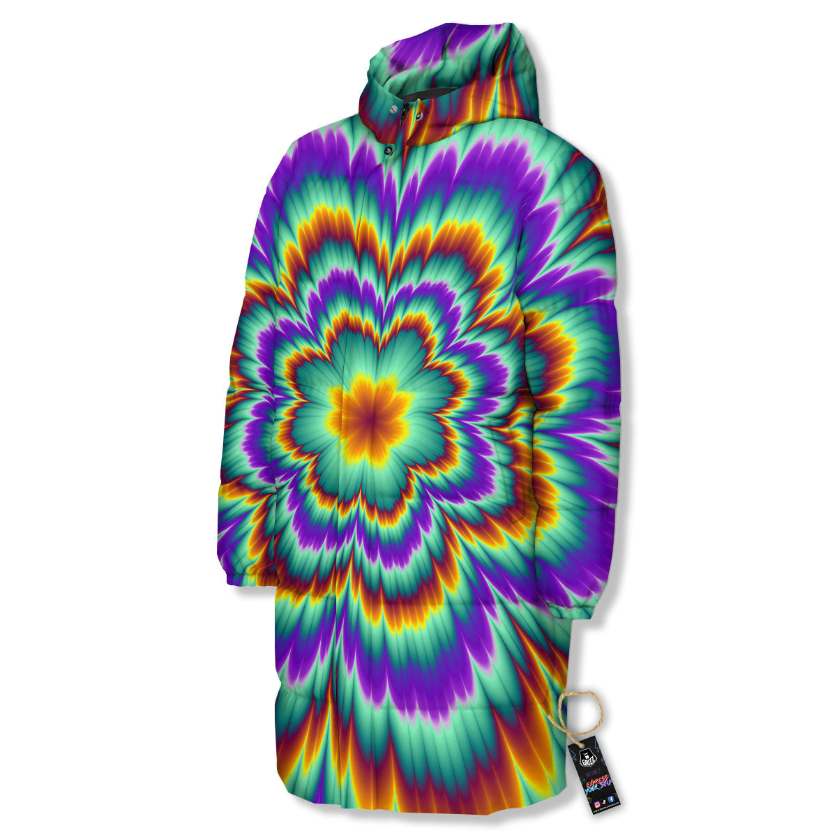 Illusion Optical Explosion Psychedelic Long Down Jacket-grizzshop