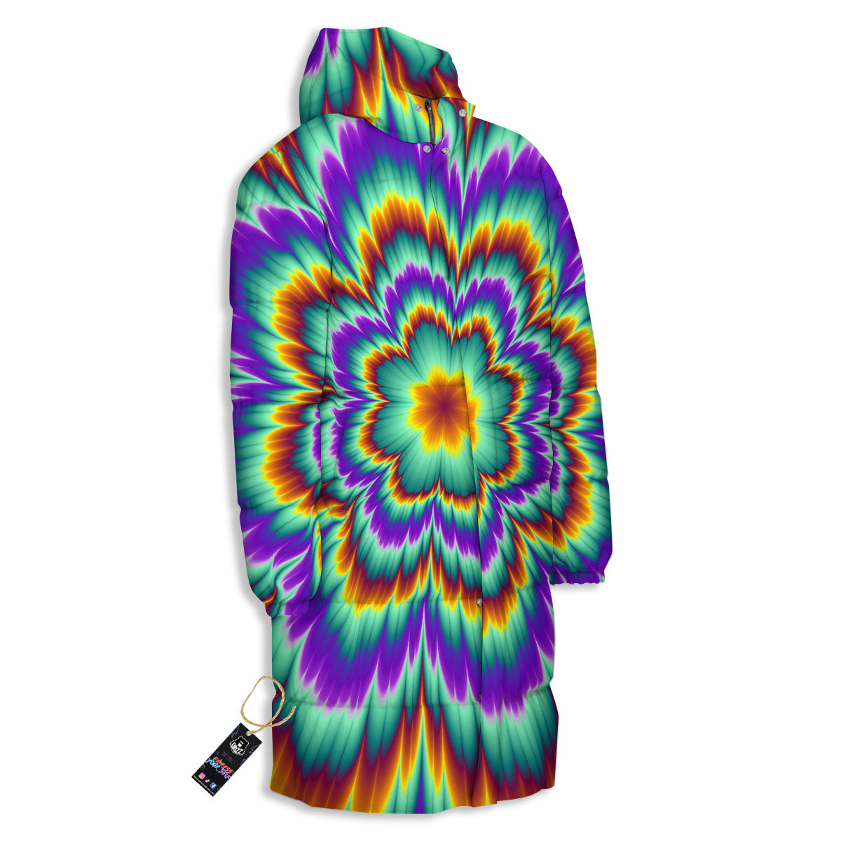 Illusion Optical Explosion Psychedelic Long Down Jacket-grizzshop