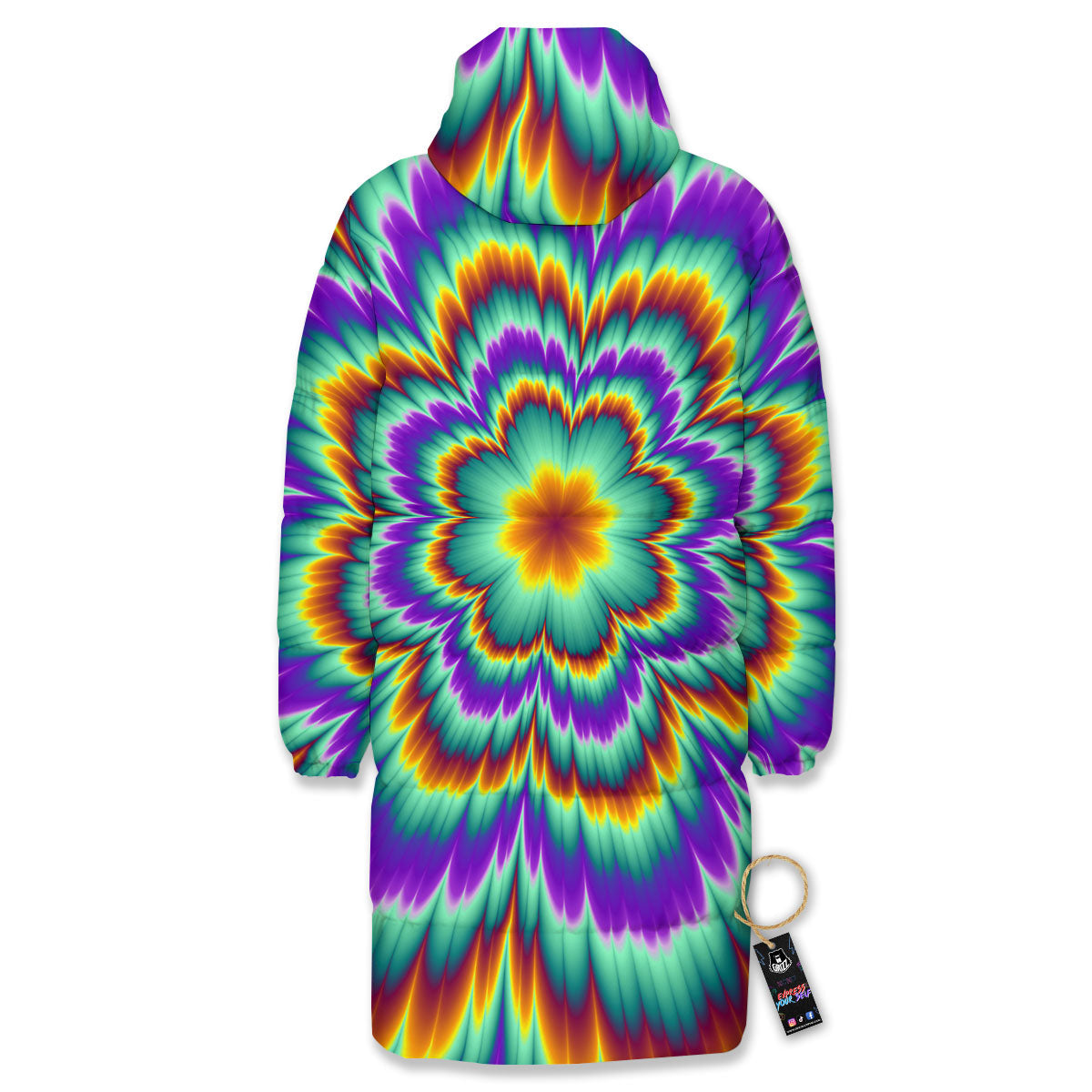 Illusion Optical Explosion Psychedelic Long Down Jacket-grizzshop
