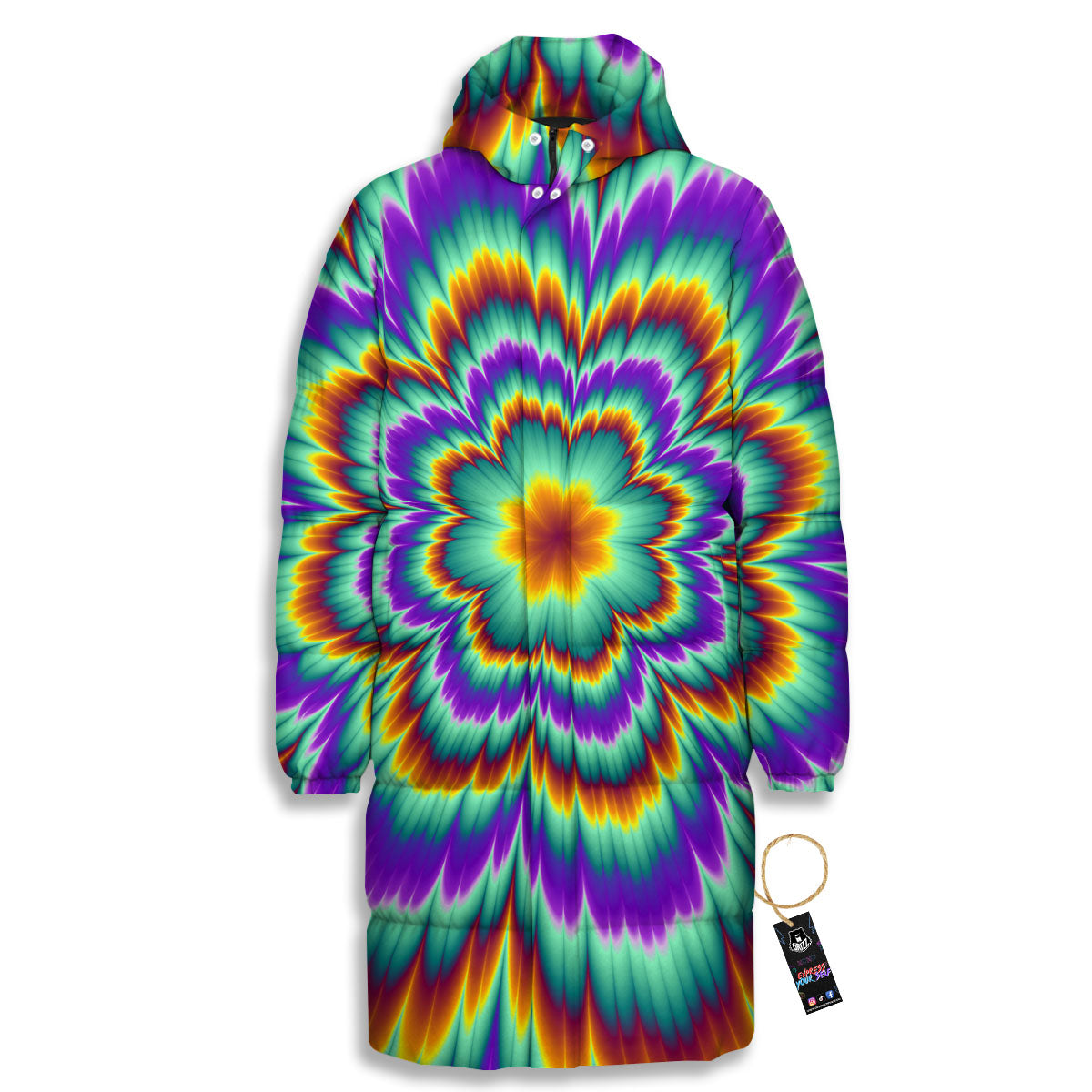 Illusion Optical Explosion Psychedelic Long Down Jacket-grizzshop