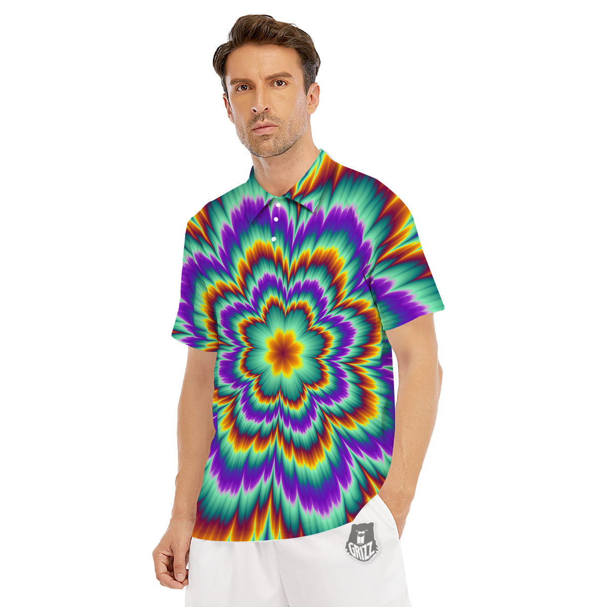 Illusion Optical Explosion Psychedelic Men's Golf Shirts-grizzshop
