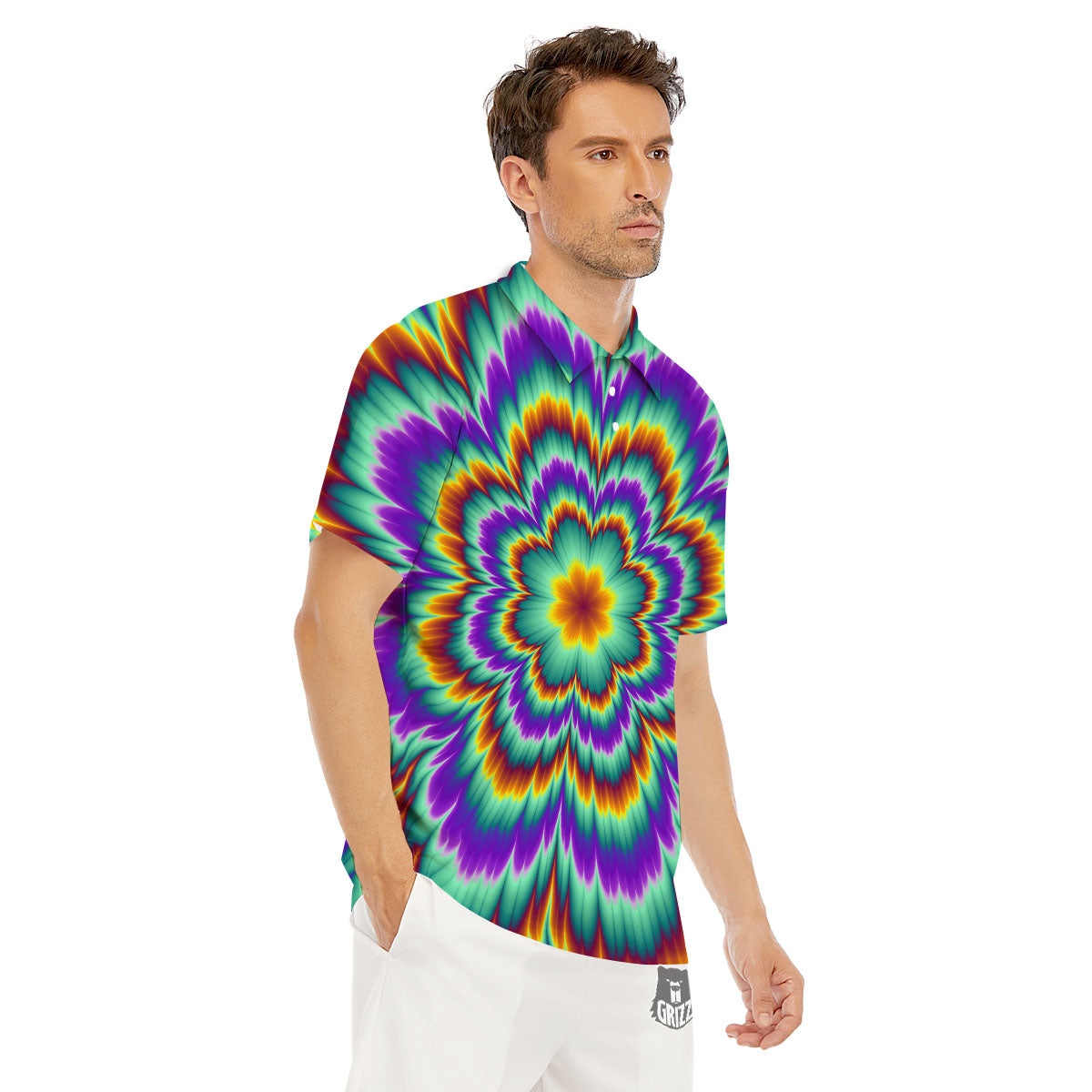 Illusion Optical Explosion Psychedelic Men's Golf Shirts-grizzshop