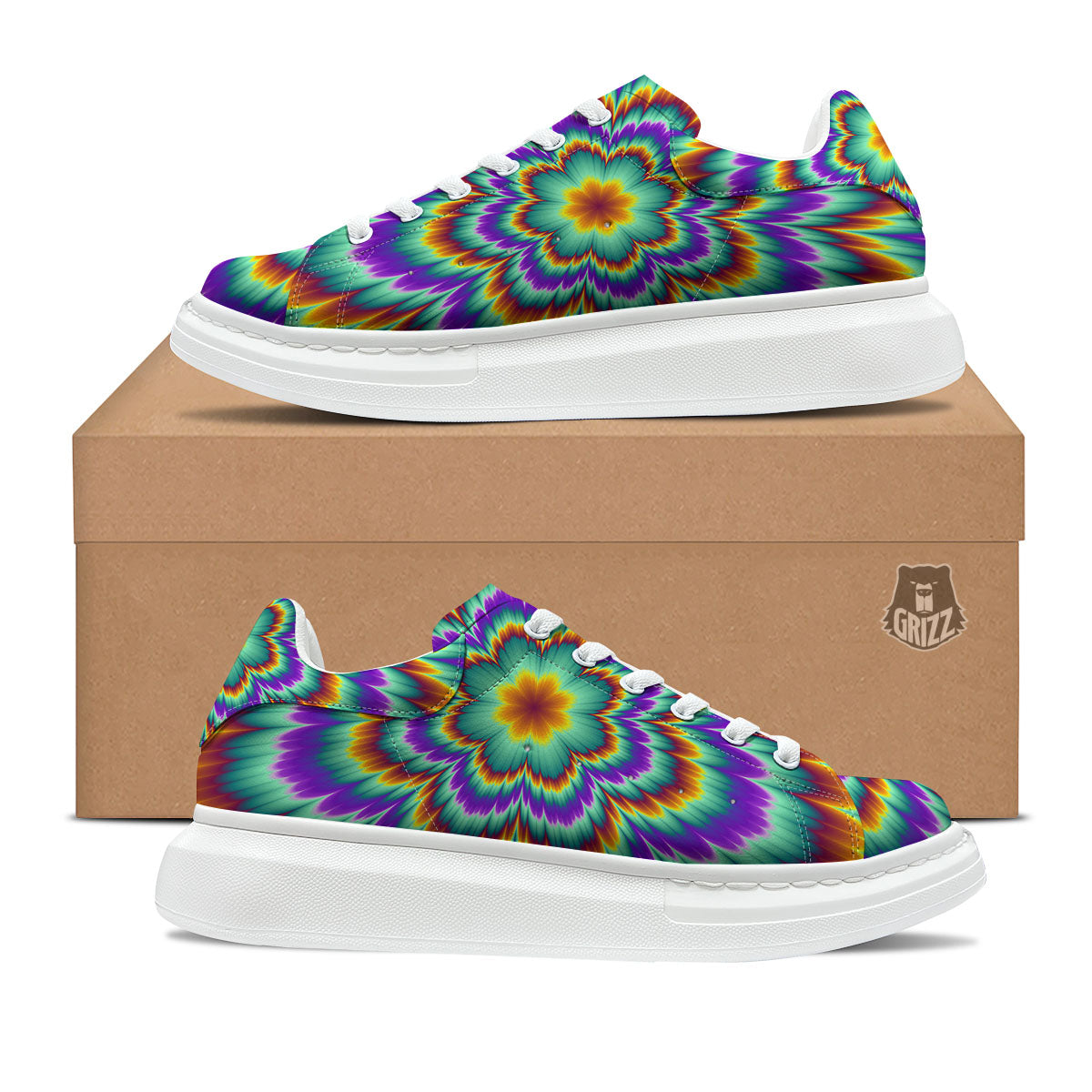 Illusion Optical Explosion Psychedelic Platform Shoes-grizzshop