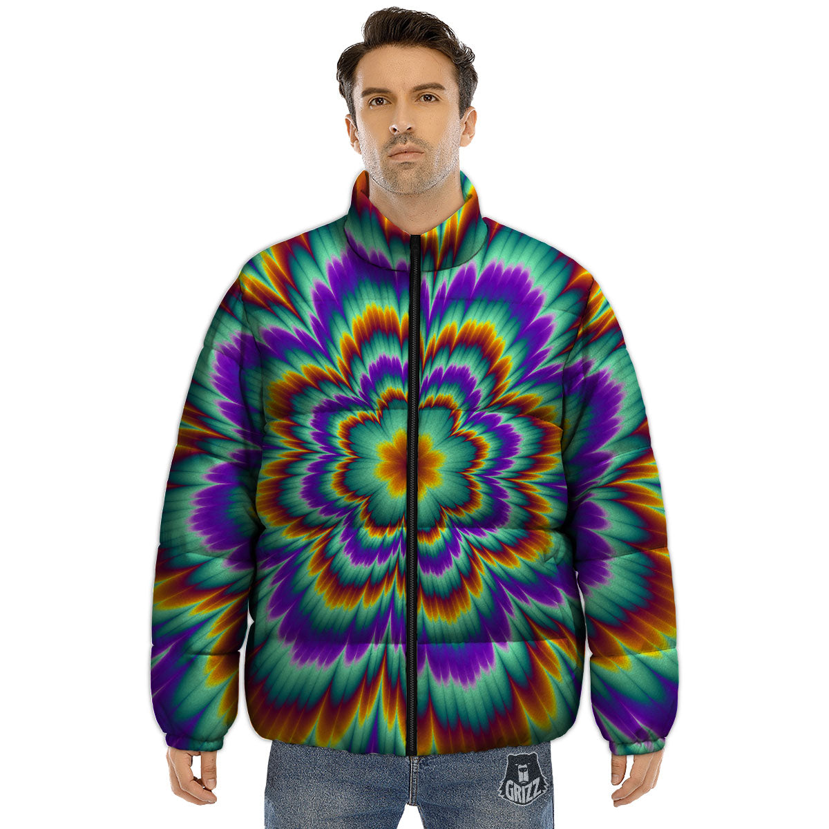 Illusion Optical Explosion Psychedelic Puffer Jacket-grizzshop
