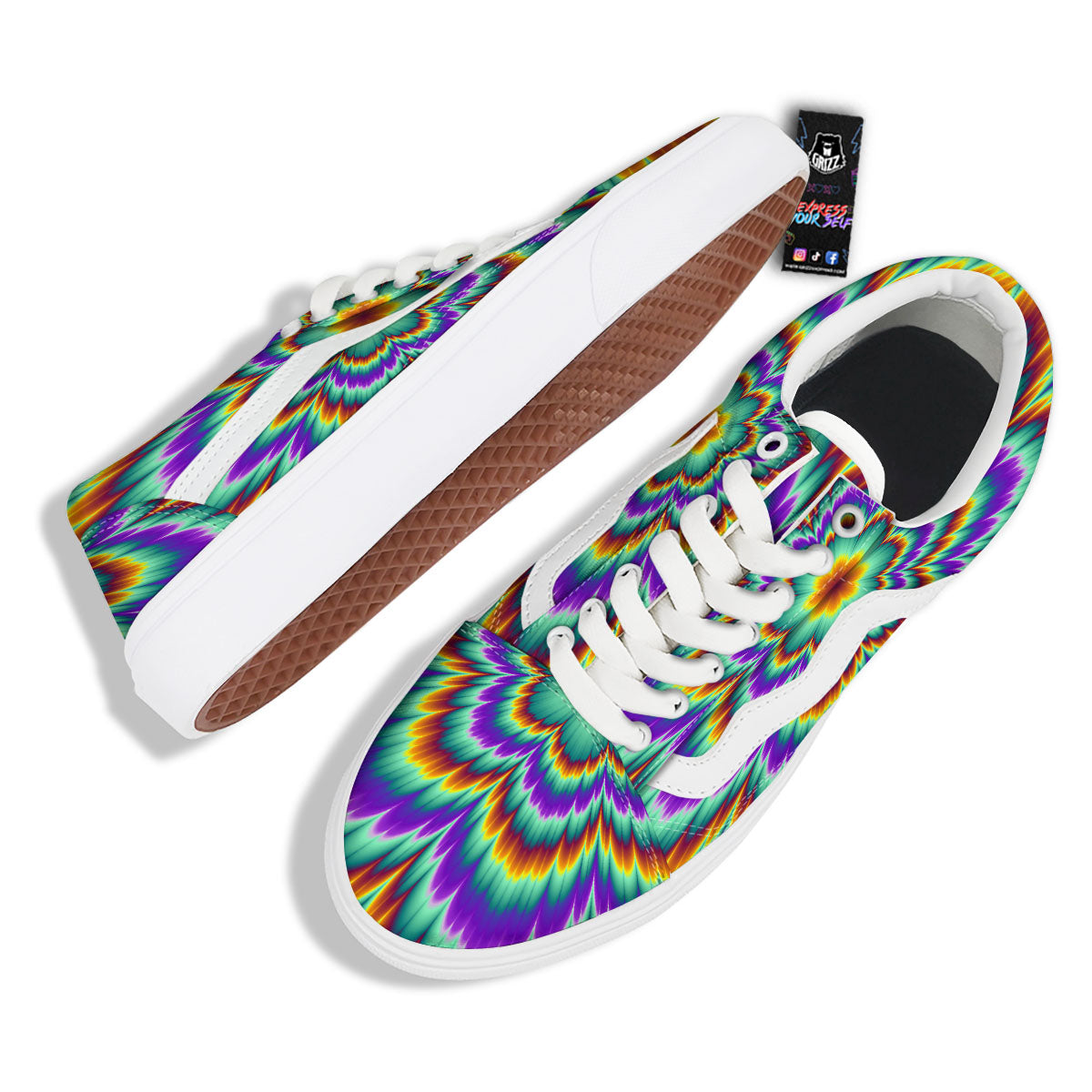 Illusion Optical Explosion Psychedelic Skate Shoes-grizzshop