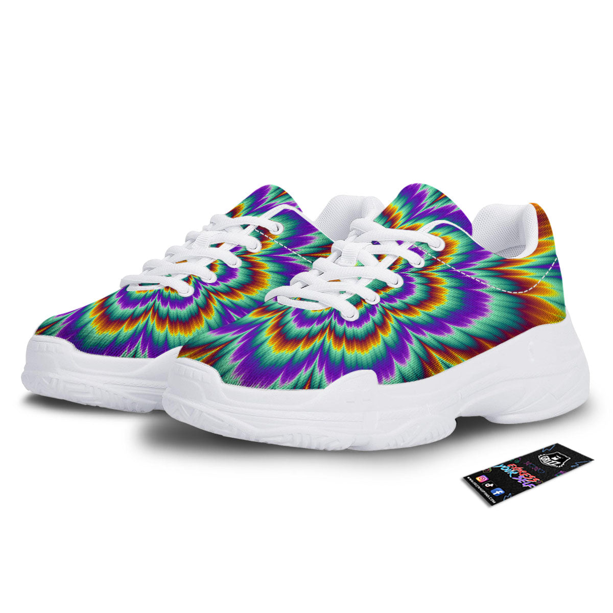 Illusion Optical Explosion Psychedelic White Chunky Shoes-grizzshop