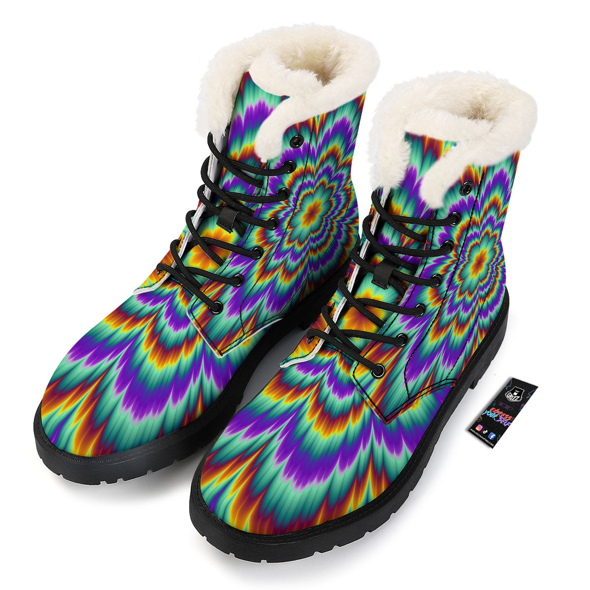 Illusion Optical Explosion Psychedelic Winter Boots-grizzshop