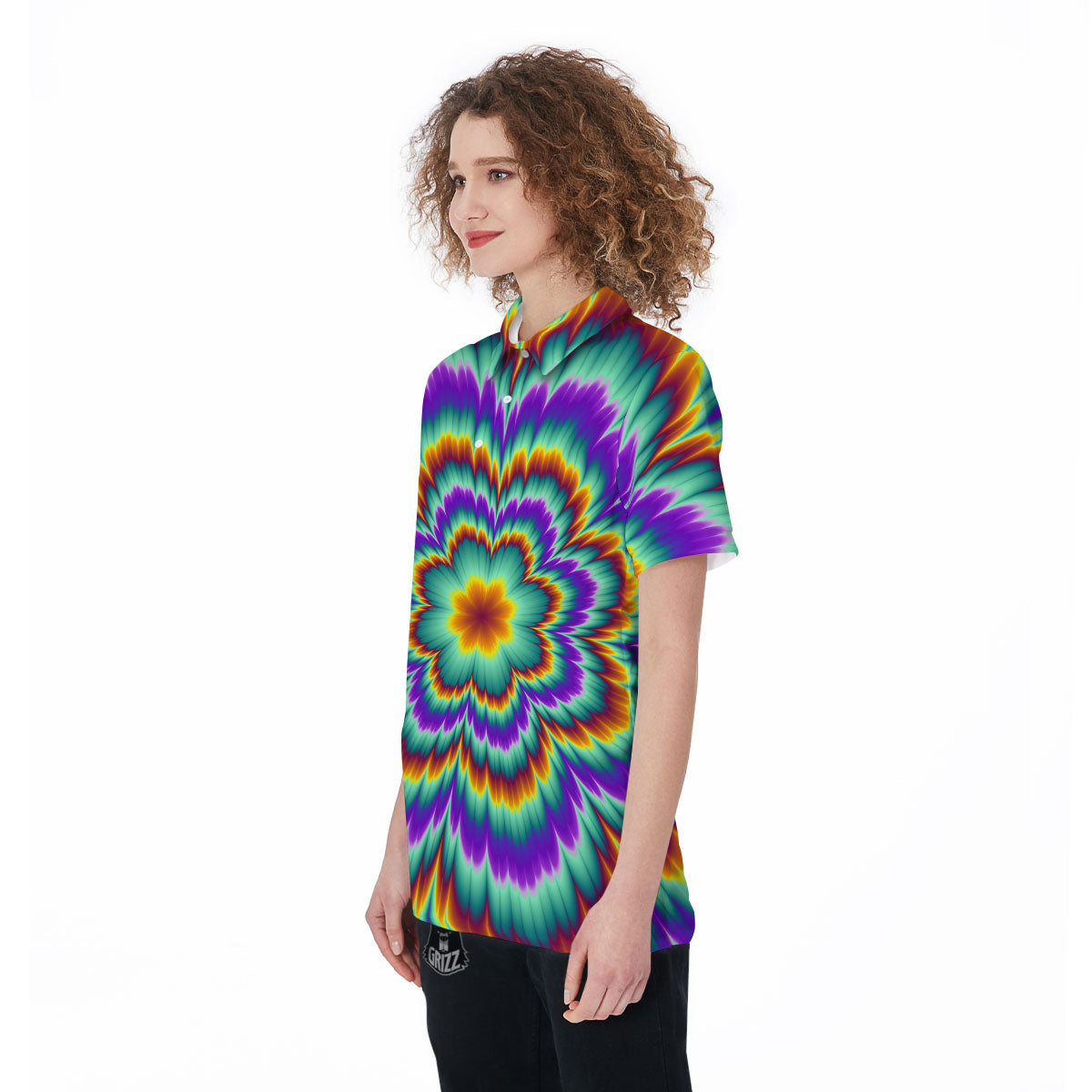 Illusion Optical Explosion Psychedelic Women's Golf Shirts-grizzshop