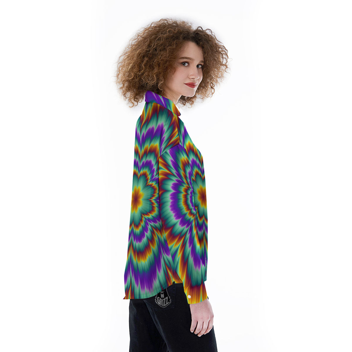 Illusion Optical Explosion Psychedelic Women's Long Sleeve Shirts-grizzshop