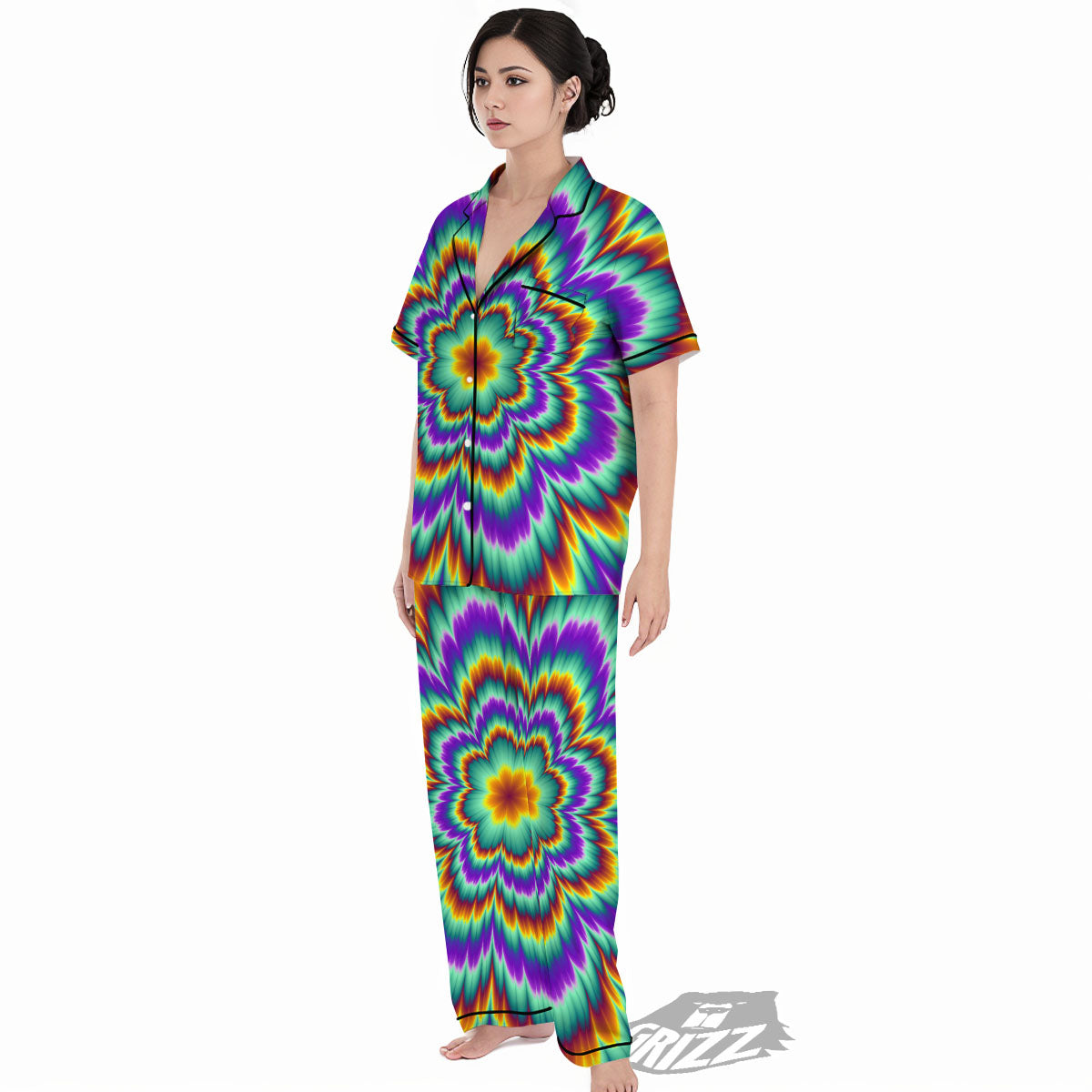 Illusion Optical Explosion Psychedelic Women's Pajamas Set-grizzshop