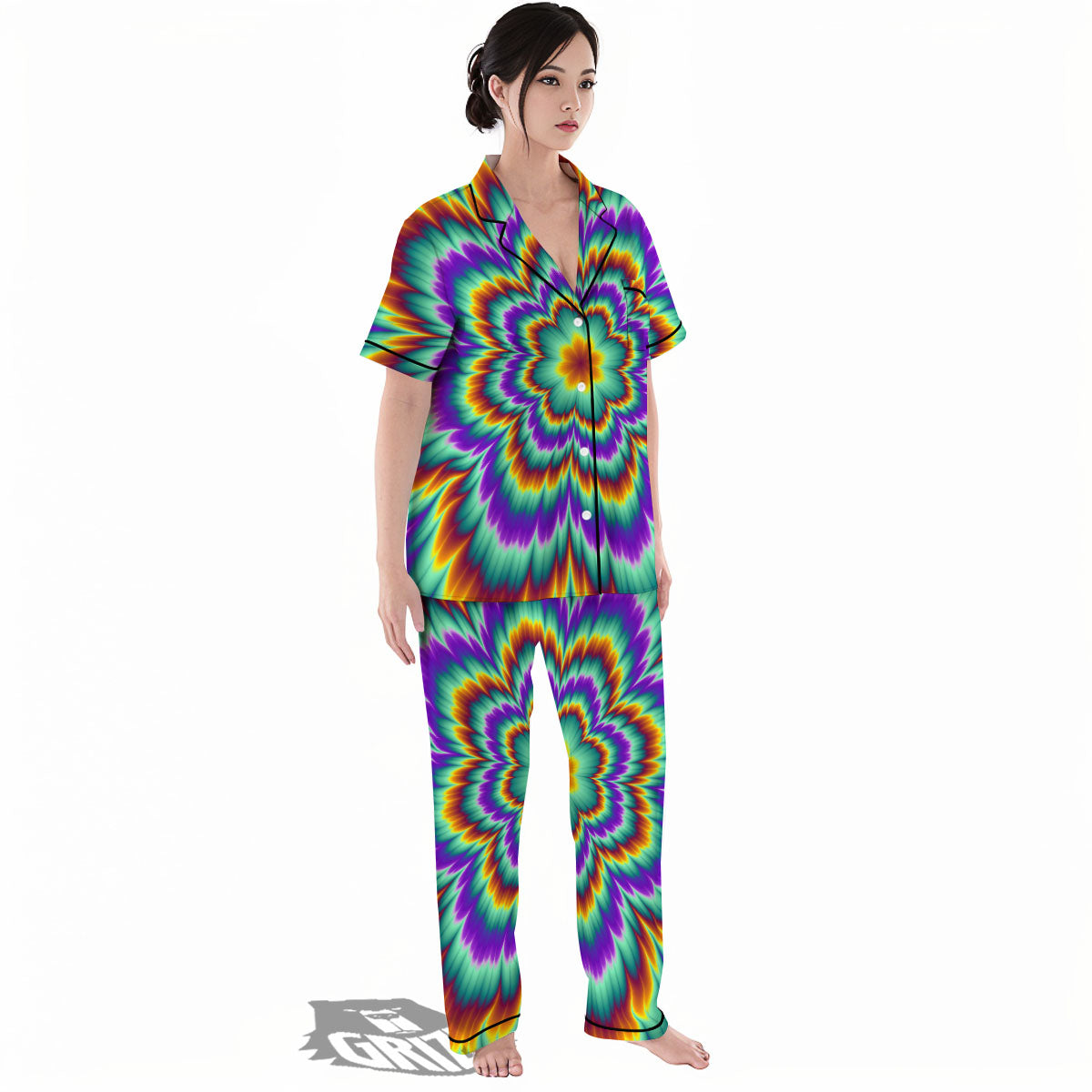 Illusion Optical Explosion Psychedelic Women's Pajamas Set-grizzshop