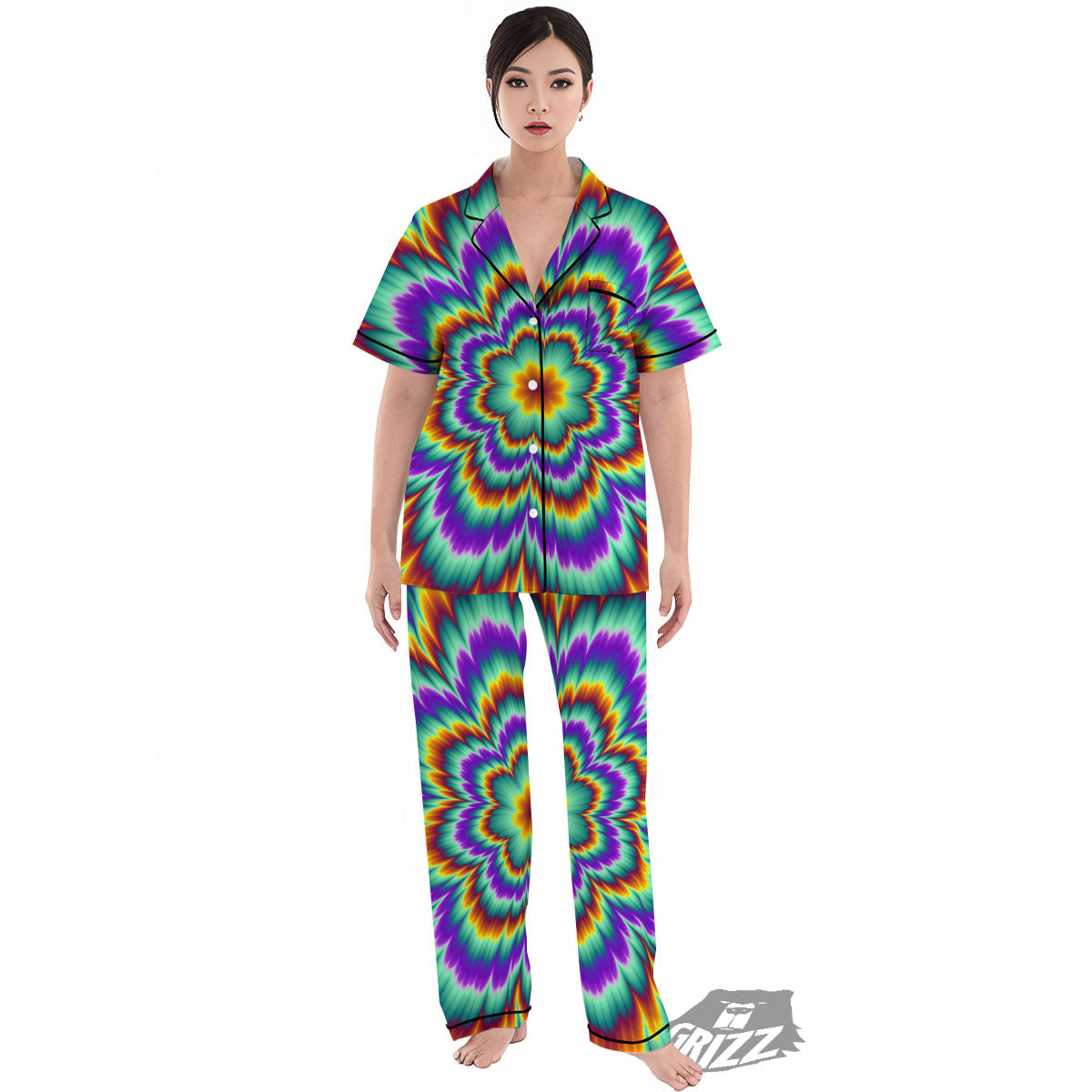 Illusion Optical Explosion Psychedelic Women's Pajamas Set-grizzshop