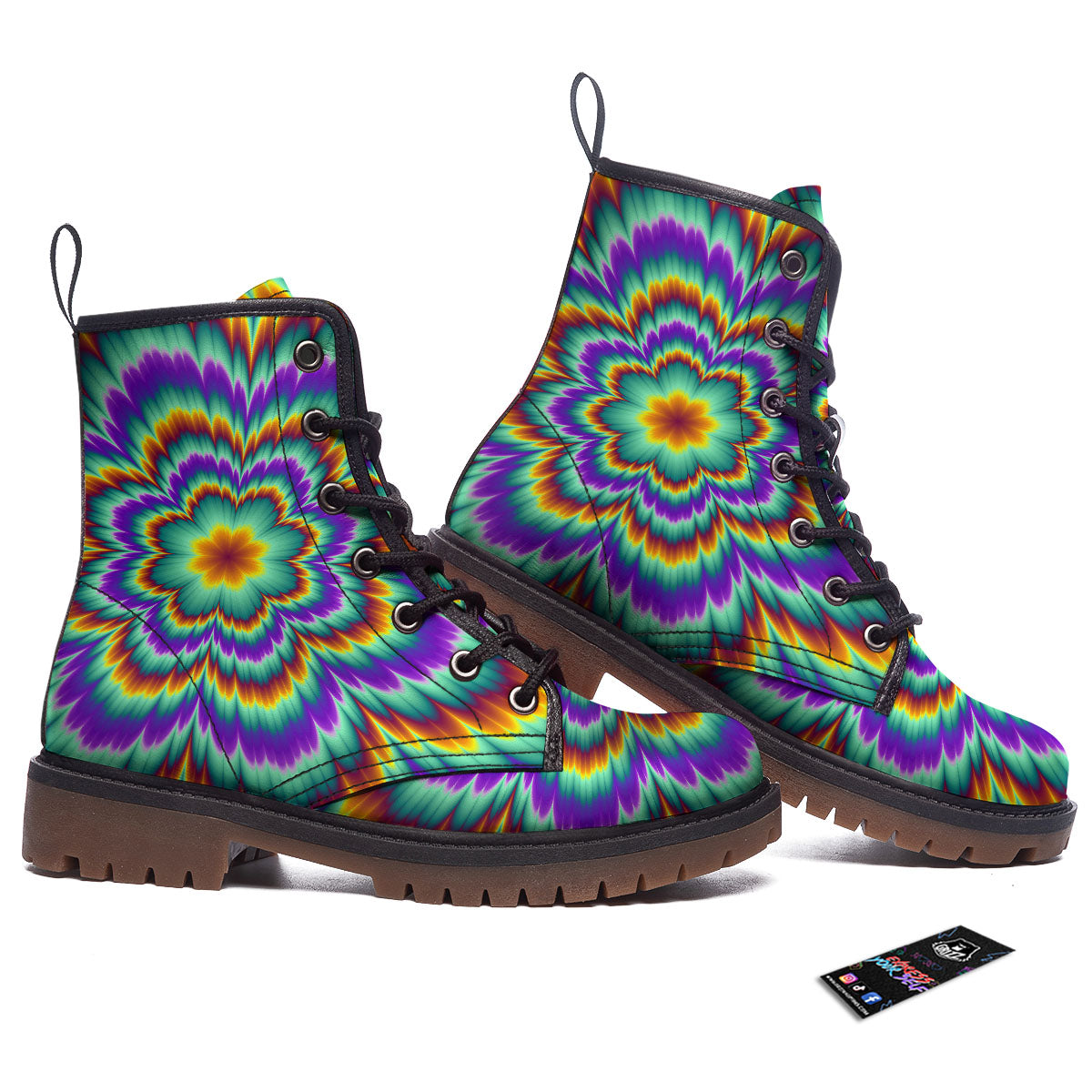 Illusion Optical Explosion Psychedelic Work Boots-grizzshop