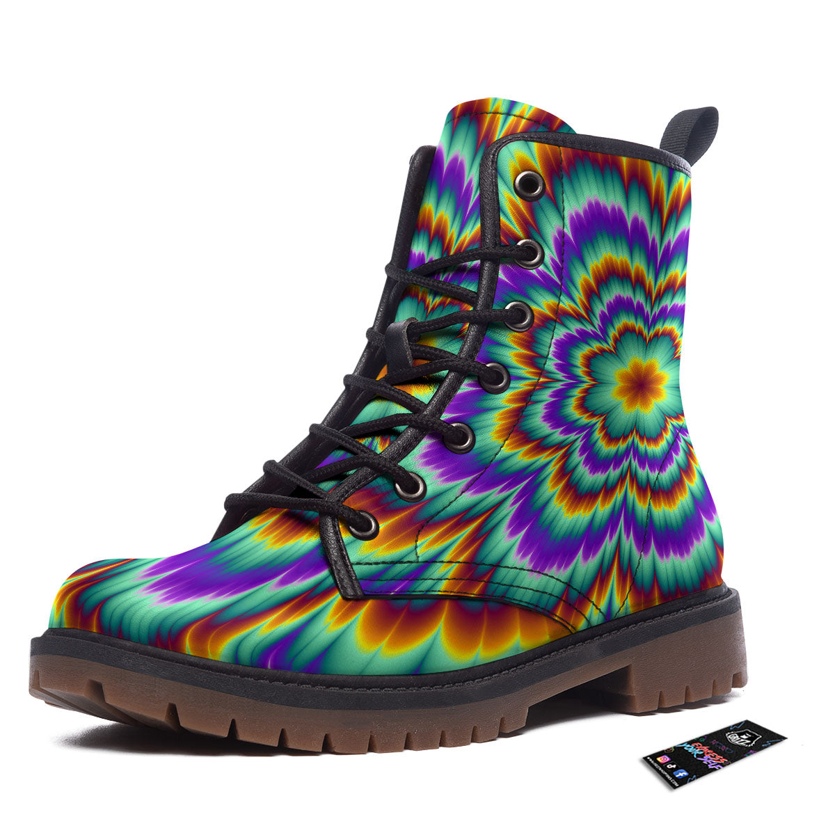 Illusion Optical Explosion Psychedelic Work Boots-grizzshop