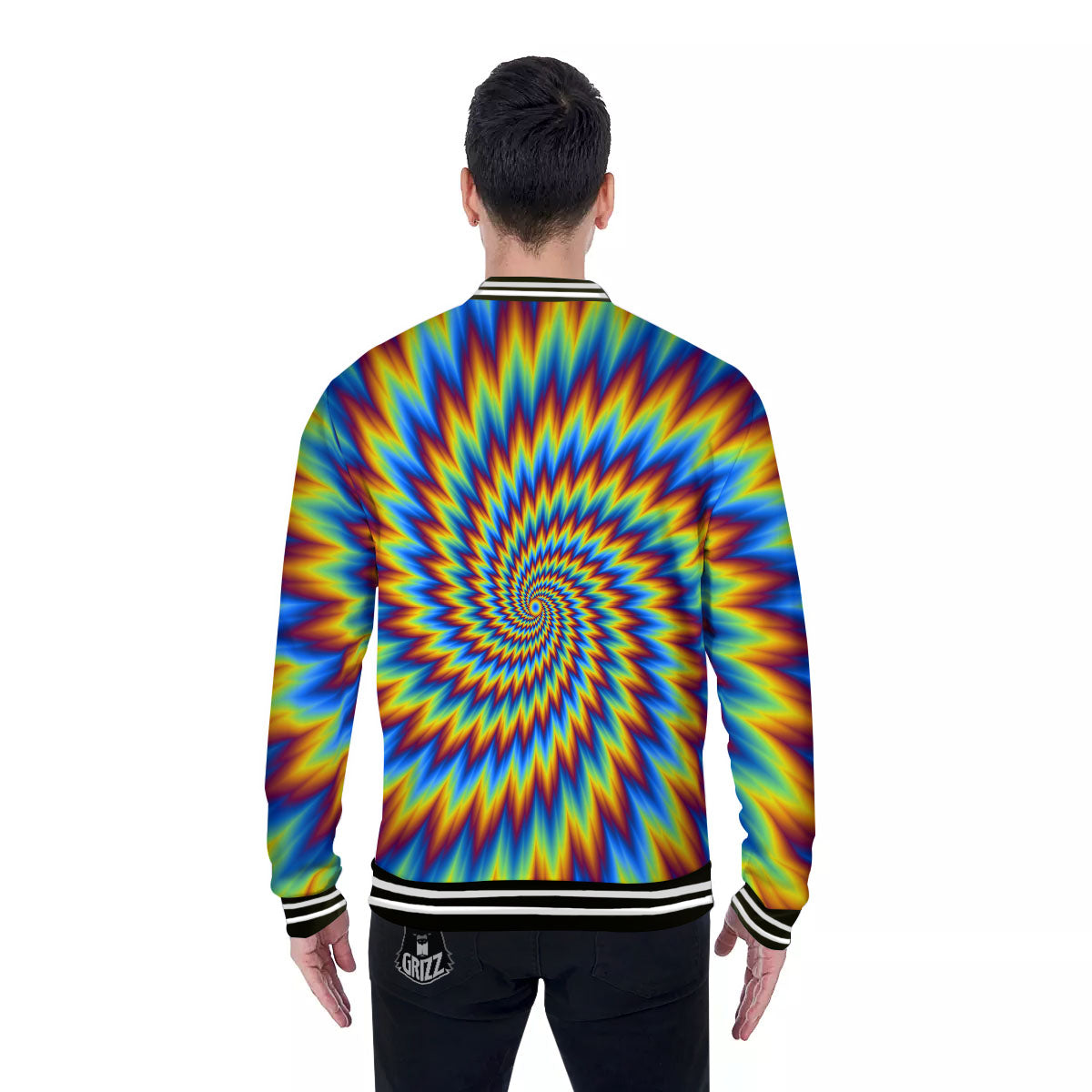 Illusion Optical Psychedelic Expansion Baseball Jacket-grizzshop