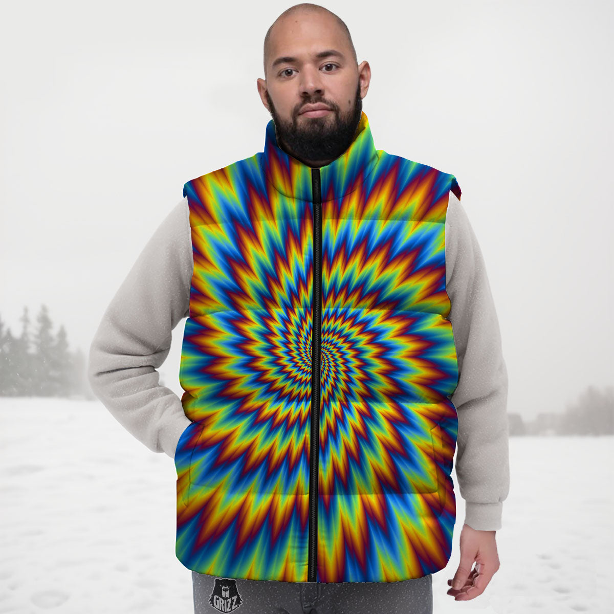 Illusion Optical Psychedelic Expansion Down Vest