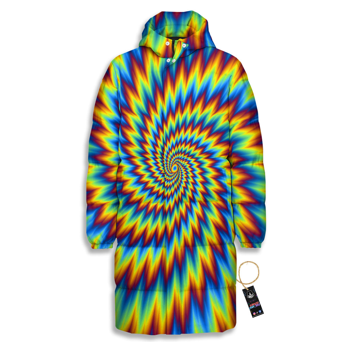 Illusion Optical Psychedelic Expansion Long Down Jacket-grizzshop