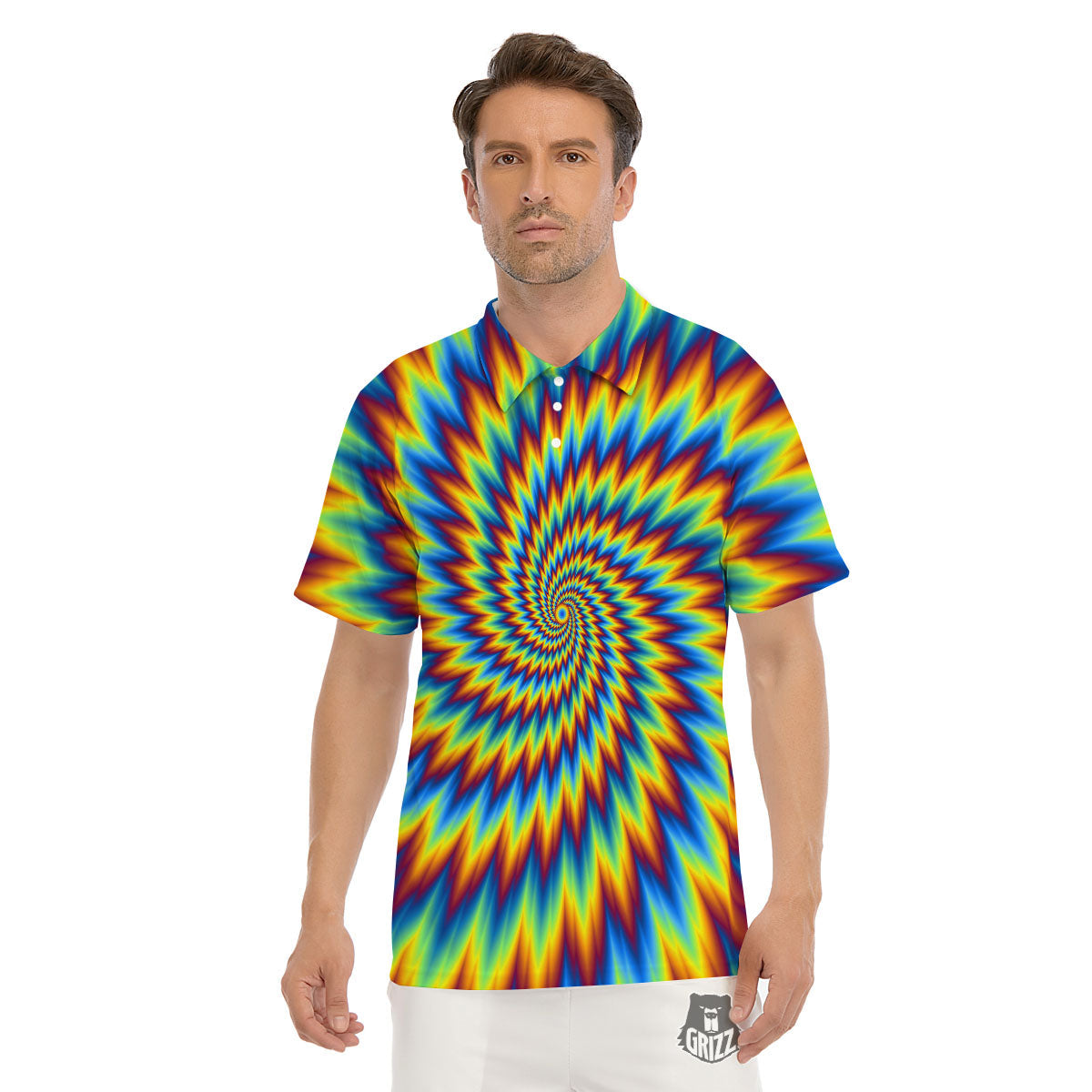 Illusion Optical Psychedelic Expansion Men's Golf Shirts-grizzshop