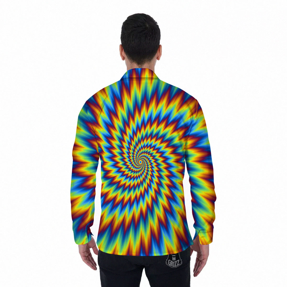 Illusion Optical Psychedelic Expansion Men's Long Sleeve Shirts-grizzshop