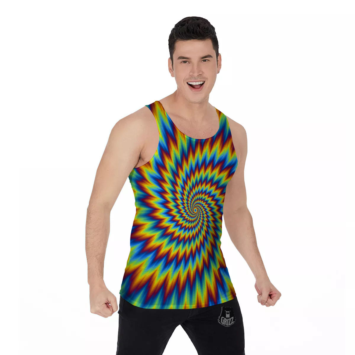 Illusion Optical Psychedelic Expansion Men's Tank Top-grizzshop