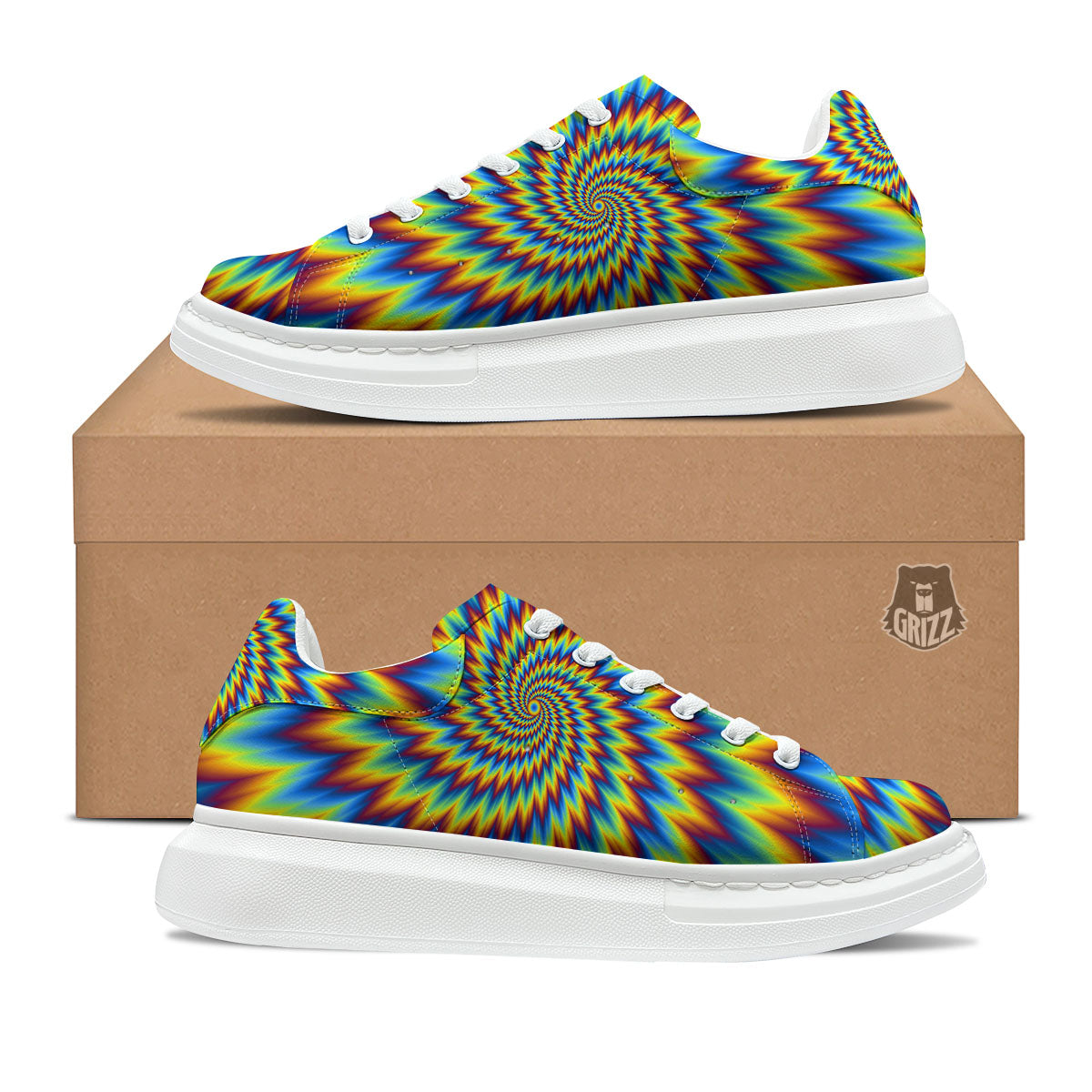Illusion Optical Psychedelic Expansion Platform Shoes-grizzshop