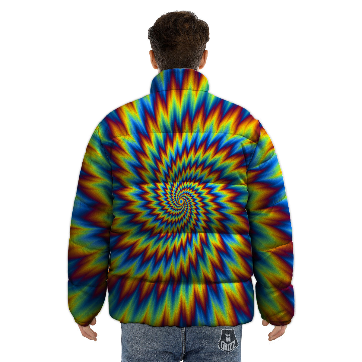 Illusion Optical Psychedelic Expansion Puffer Jacket-grizzshop