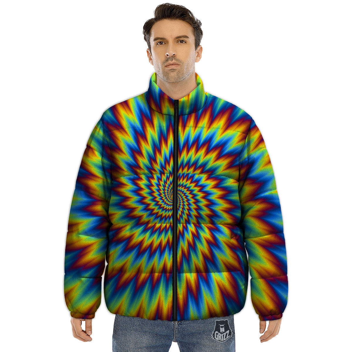 Illusion Optical Psychedelic Expansion Puffer Jacket-grizzshop