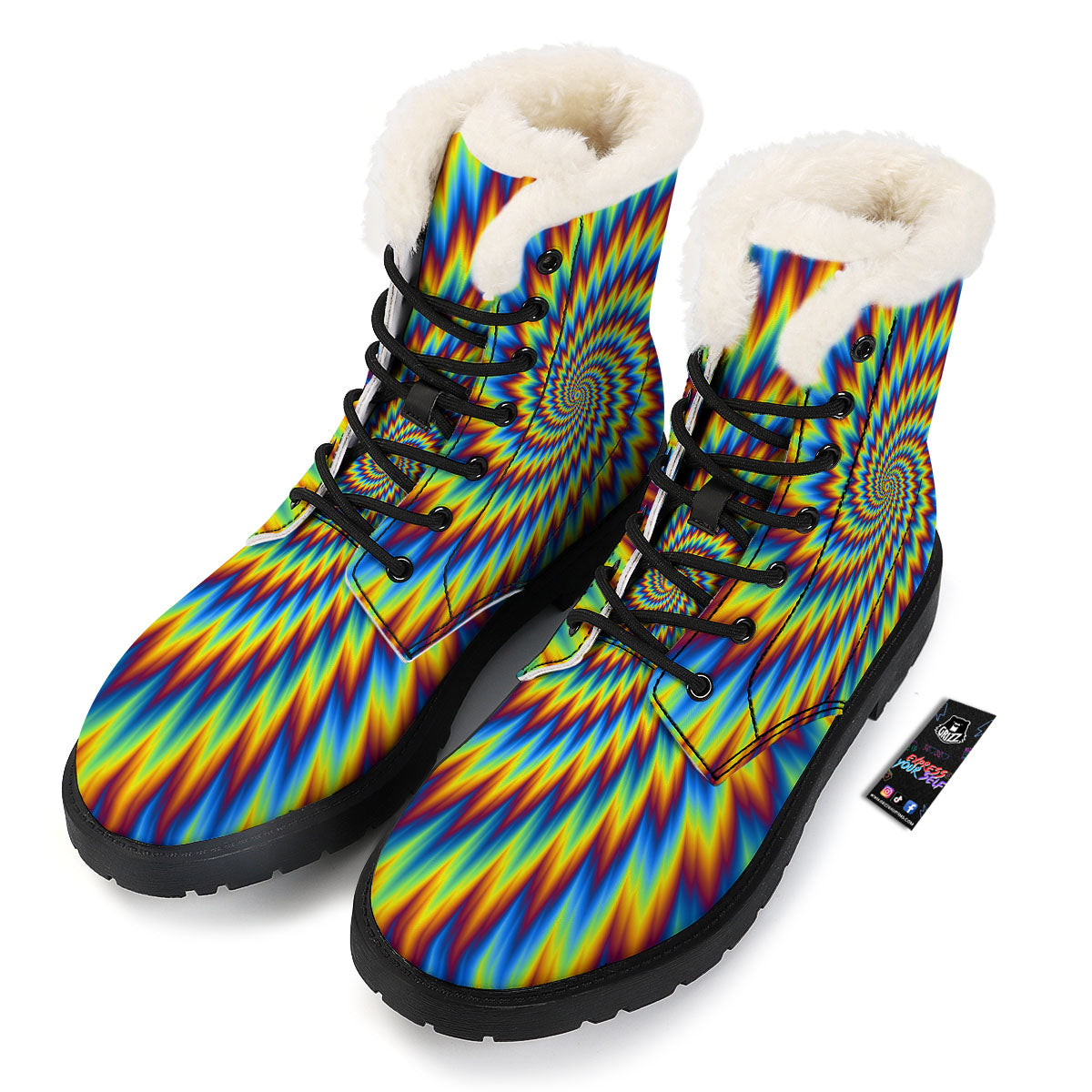 Illusion Optical Psychedelic Expansion Winter Boots-grizzshop