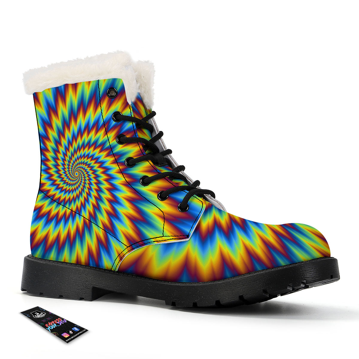 Illusion Optical Psychedelic Expansion Winter Boots-grizzshop