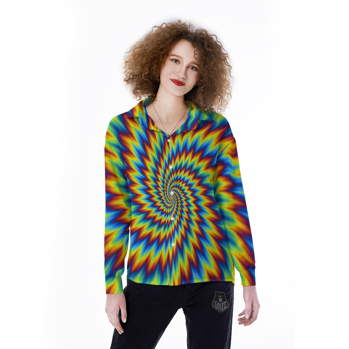 Illusion Optical Psychedelic Expansion Women's Long Sleeve Shirts-grizzshop