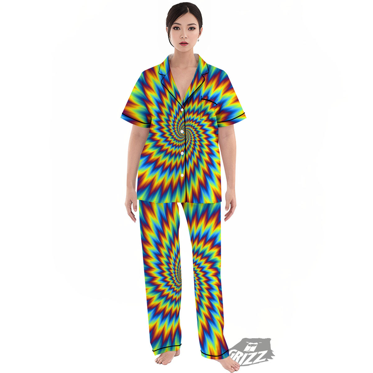 Illusion Optical Psychedelic Expansion Women's Pajamas Set-grizzshop