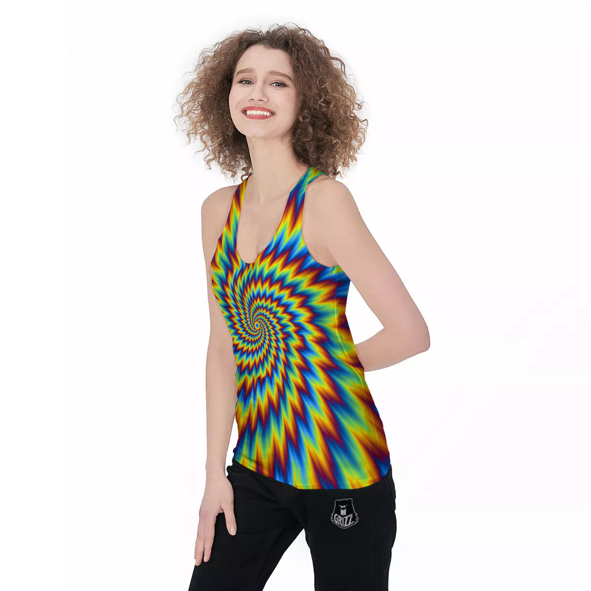 Illusion Optical Psychedelic Expansion Women's Racerback Tank Top-grizzshop
