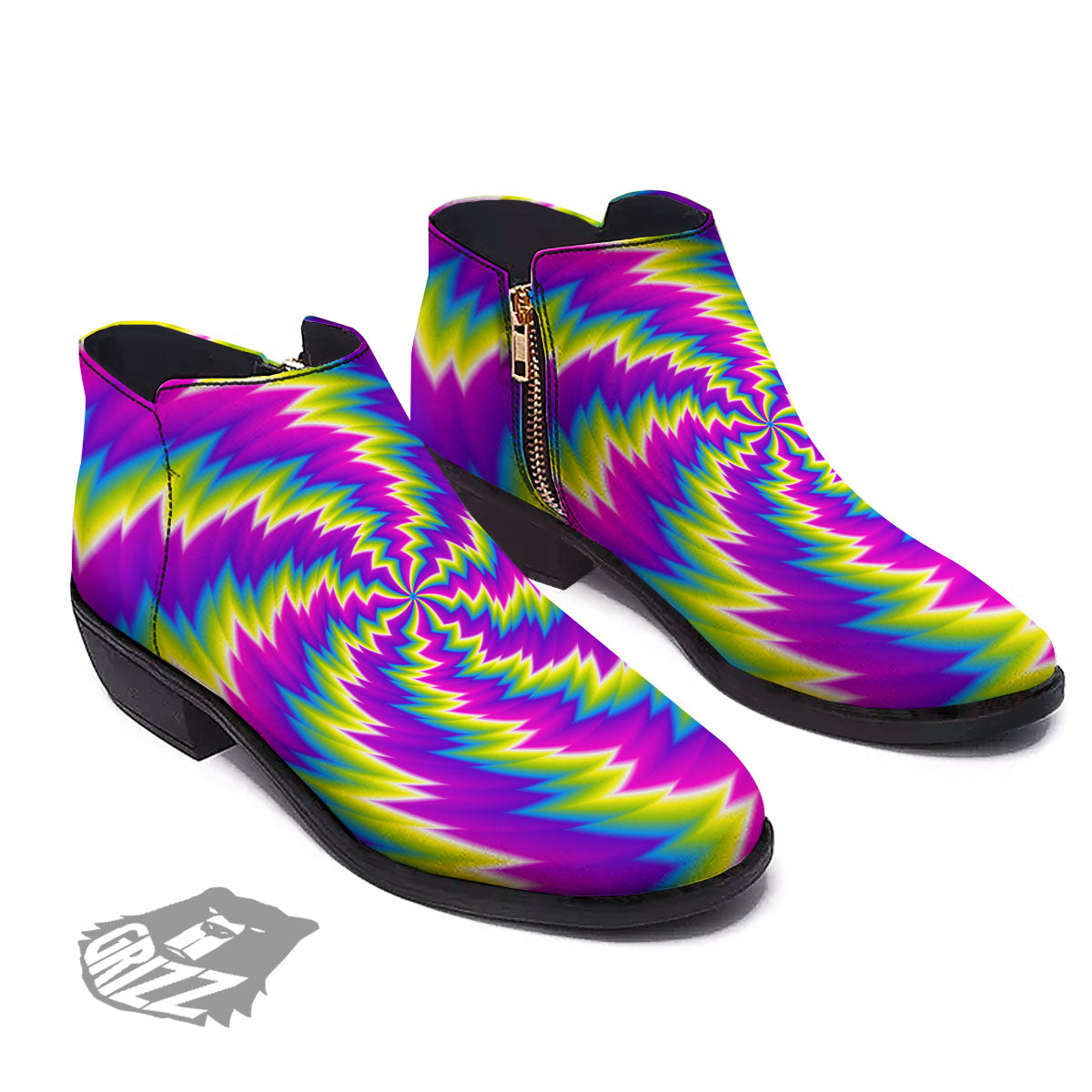 Illusion Optical Psychedelic Radiant Ankle Boots-grizzshop
