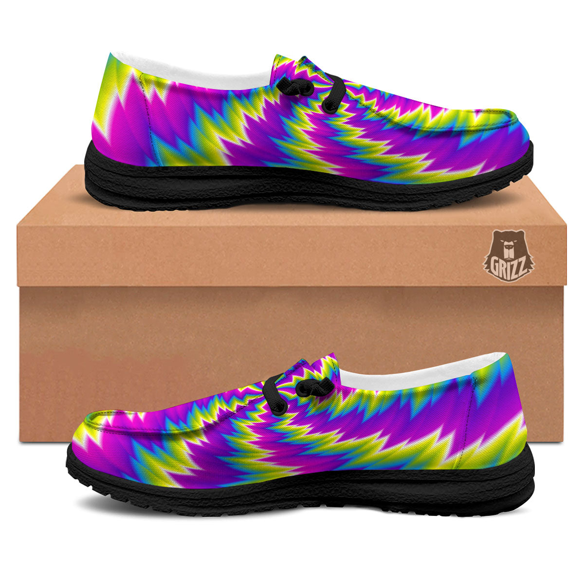 Illusion Optical Psychedelic Radiant Black Loafers-grizzshop