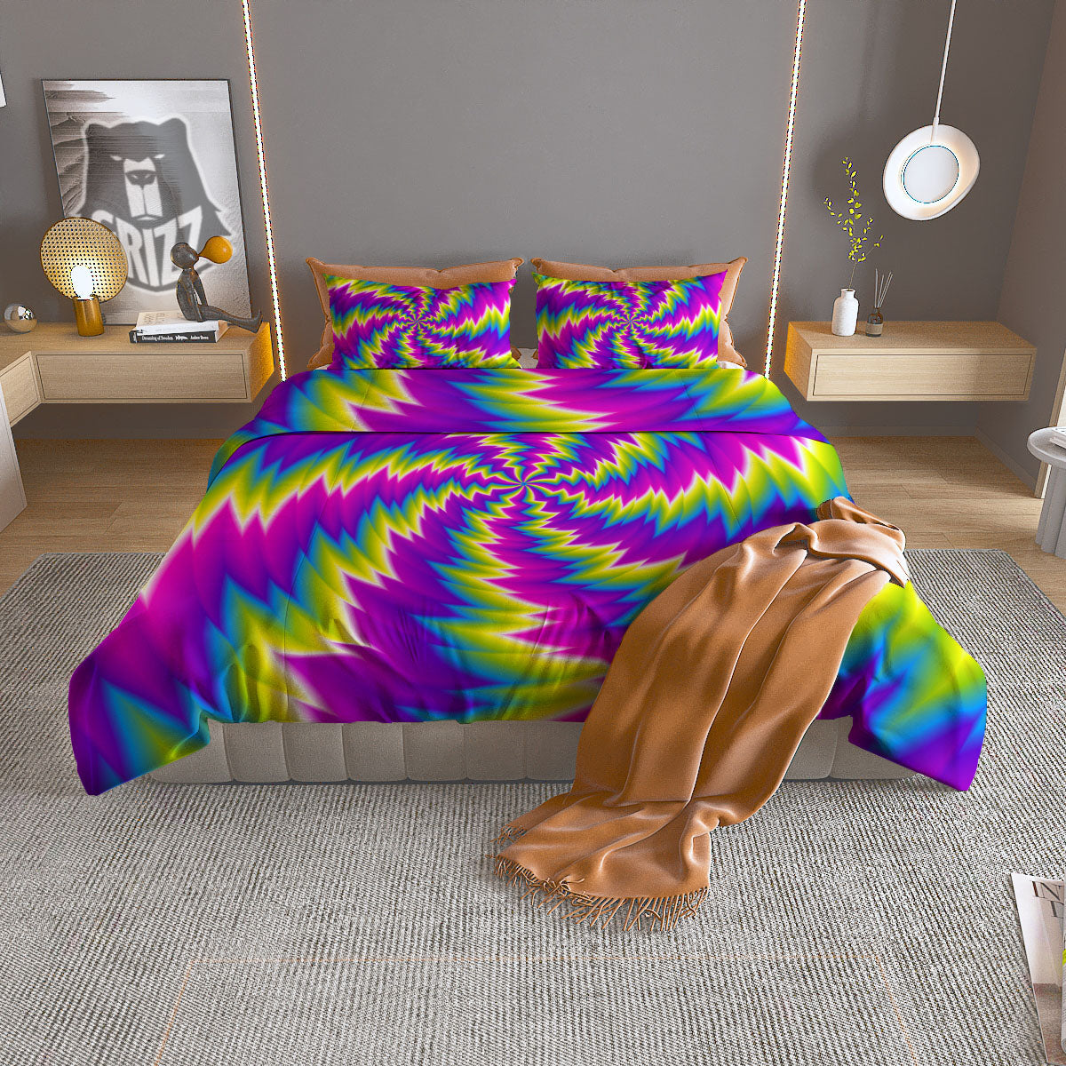 Hummingbird And Wild Flowers Print Pattern Duvet Cover Bedding Set