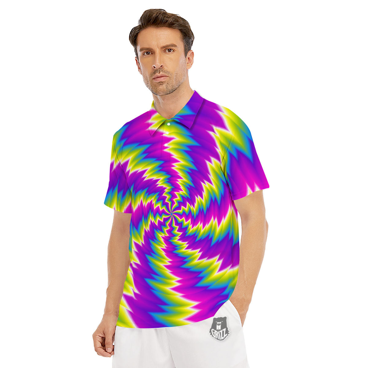 Illusion Optical Psychedelic Radiant Men's Golf Shirts-grizzshop