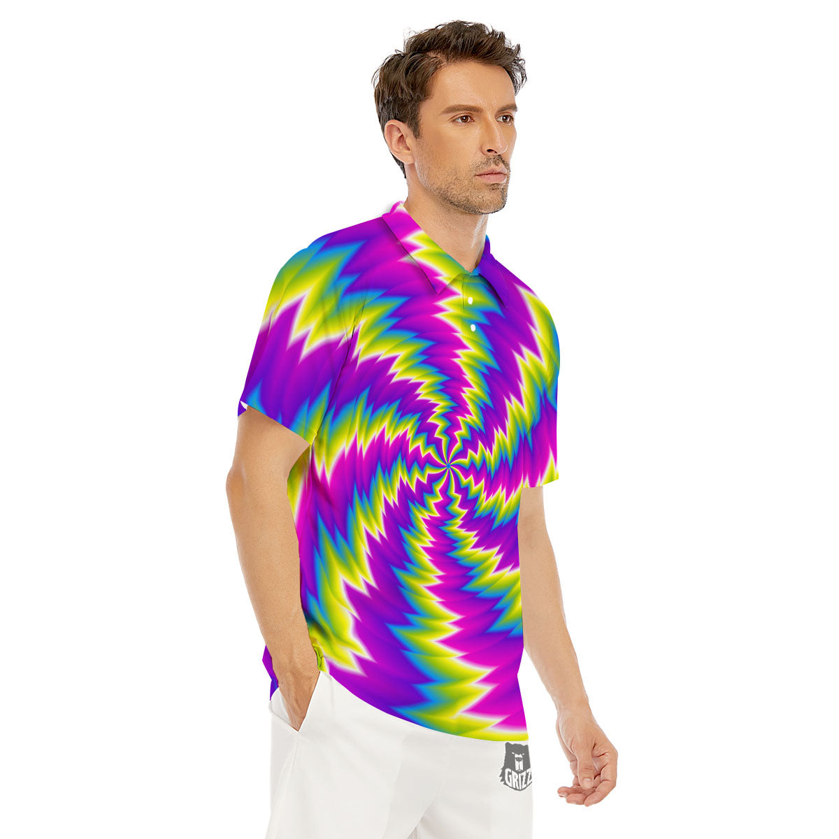 Illusion Optical Psychedelic Radiant Men's Golf Shirts-grizzshop
