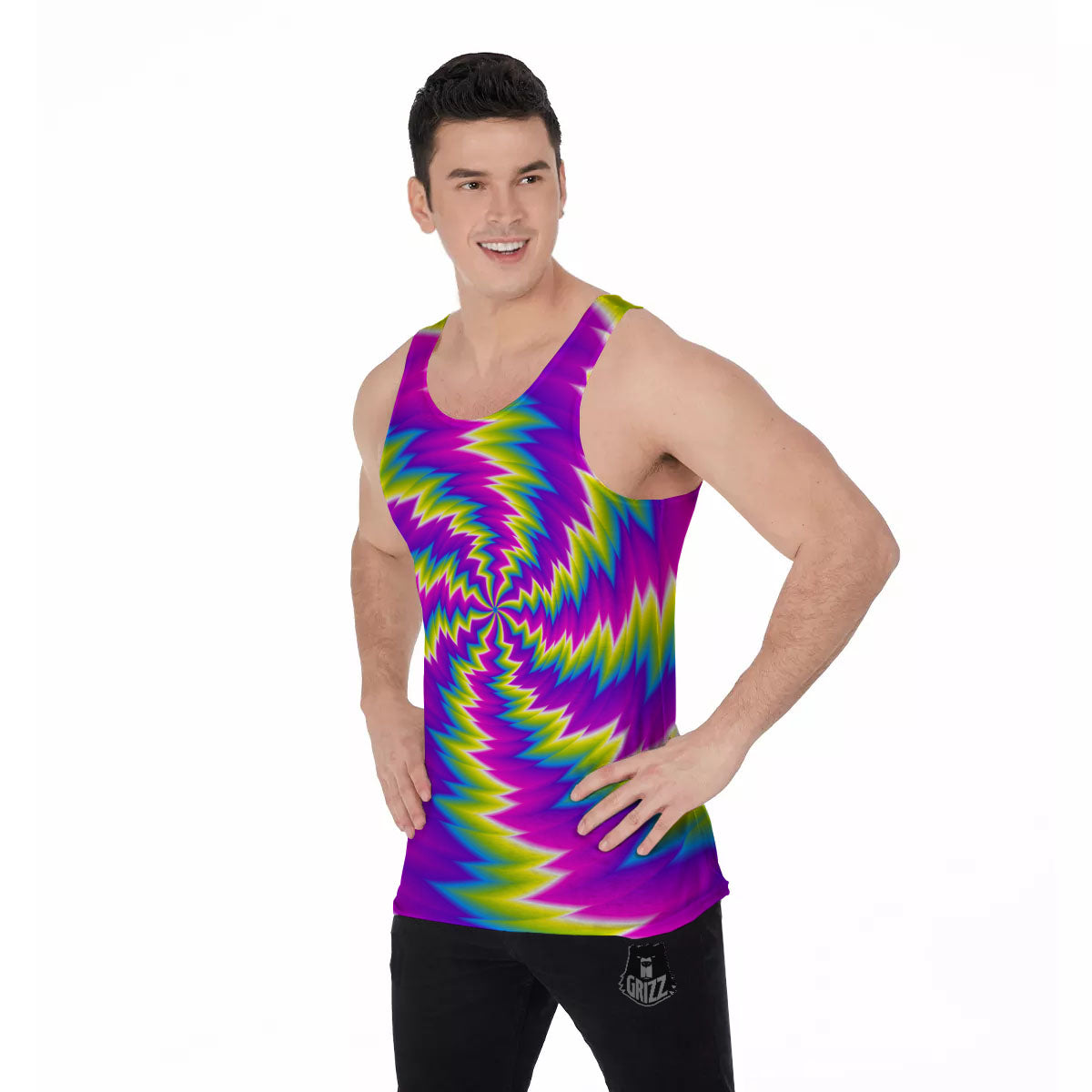 Illusion Optical Psychedelic Radiant Men's Tank Top-grizzshop