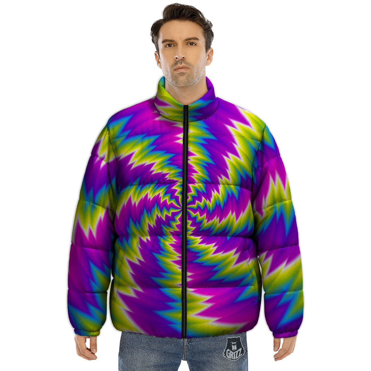 Illusion Optical Psychedelic Radiant Puffer Jacket-grizzshop