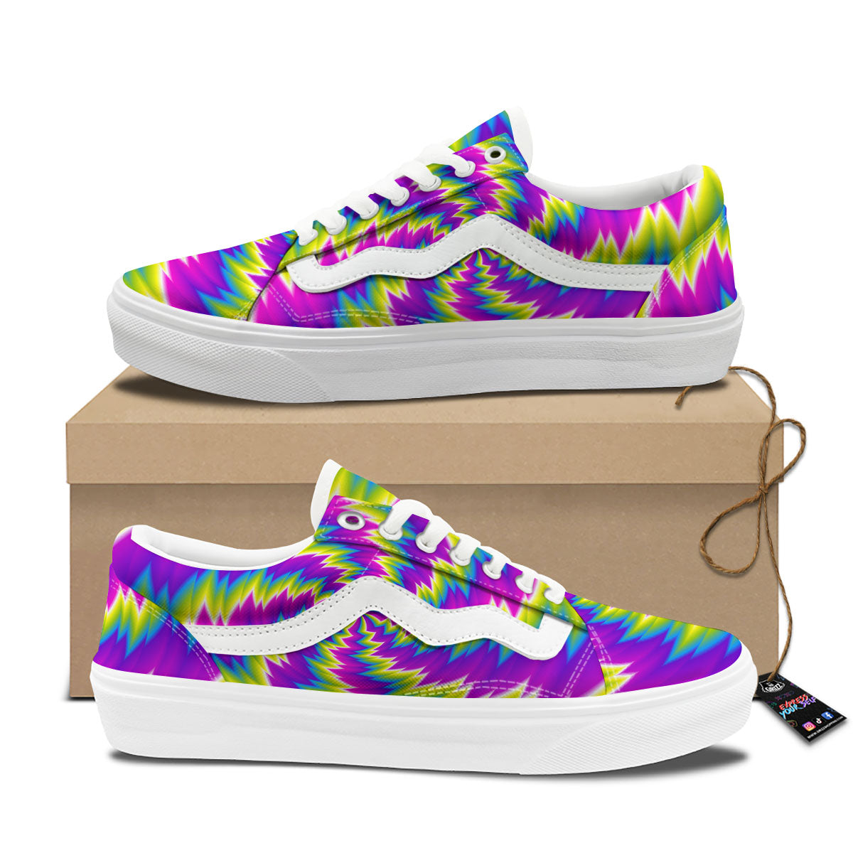 Illusion Optical Psychedelic Radiant Skate Shoes-grizzshop