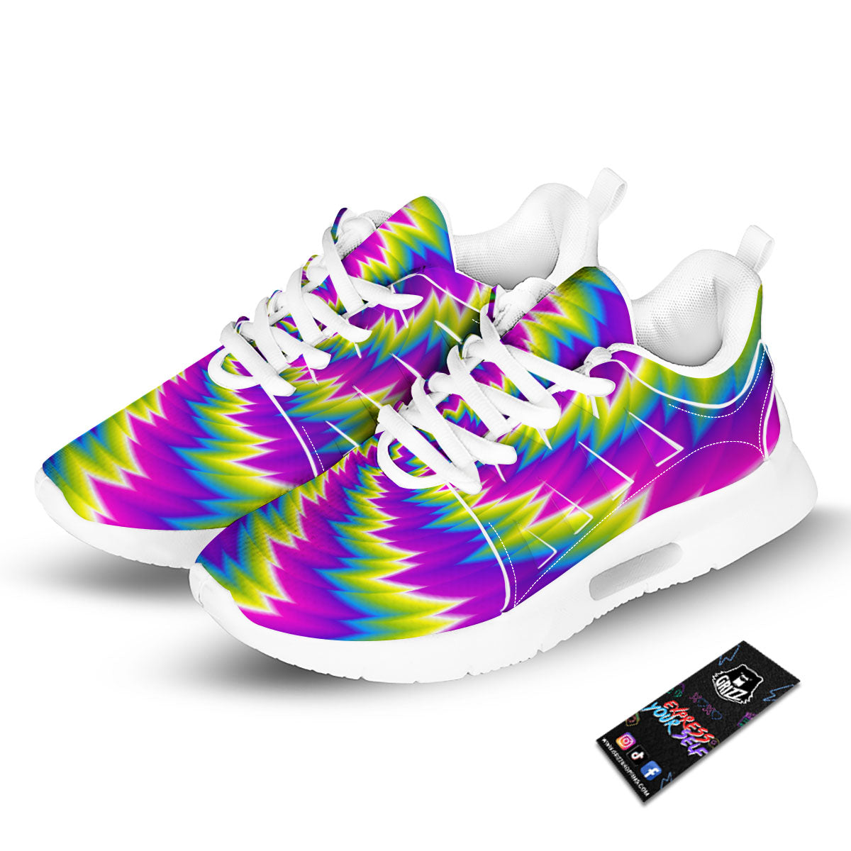 Illusion Optical Psychedelic Radiant Tennis Shoes-grizzshop