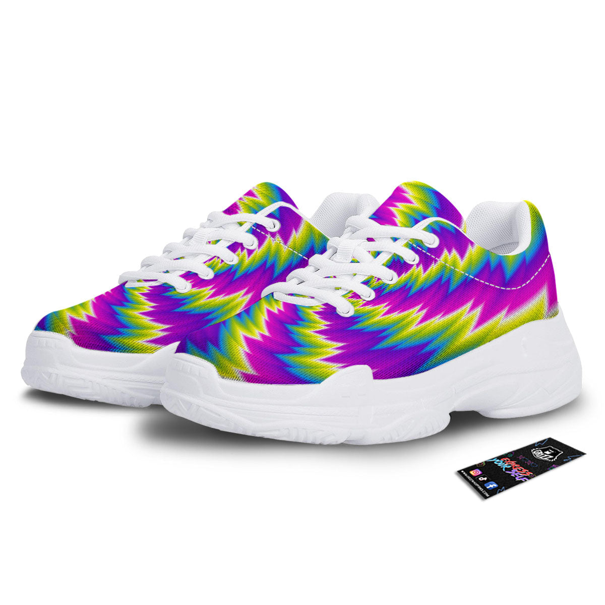 Illusion Optical Psychedelic Radiant White Chunky Shoes-grizzshop