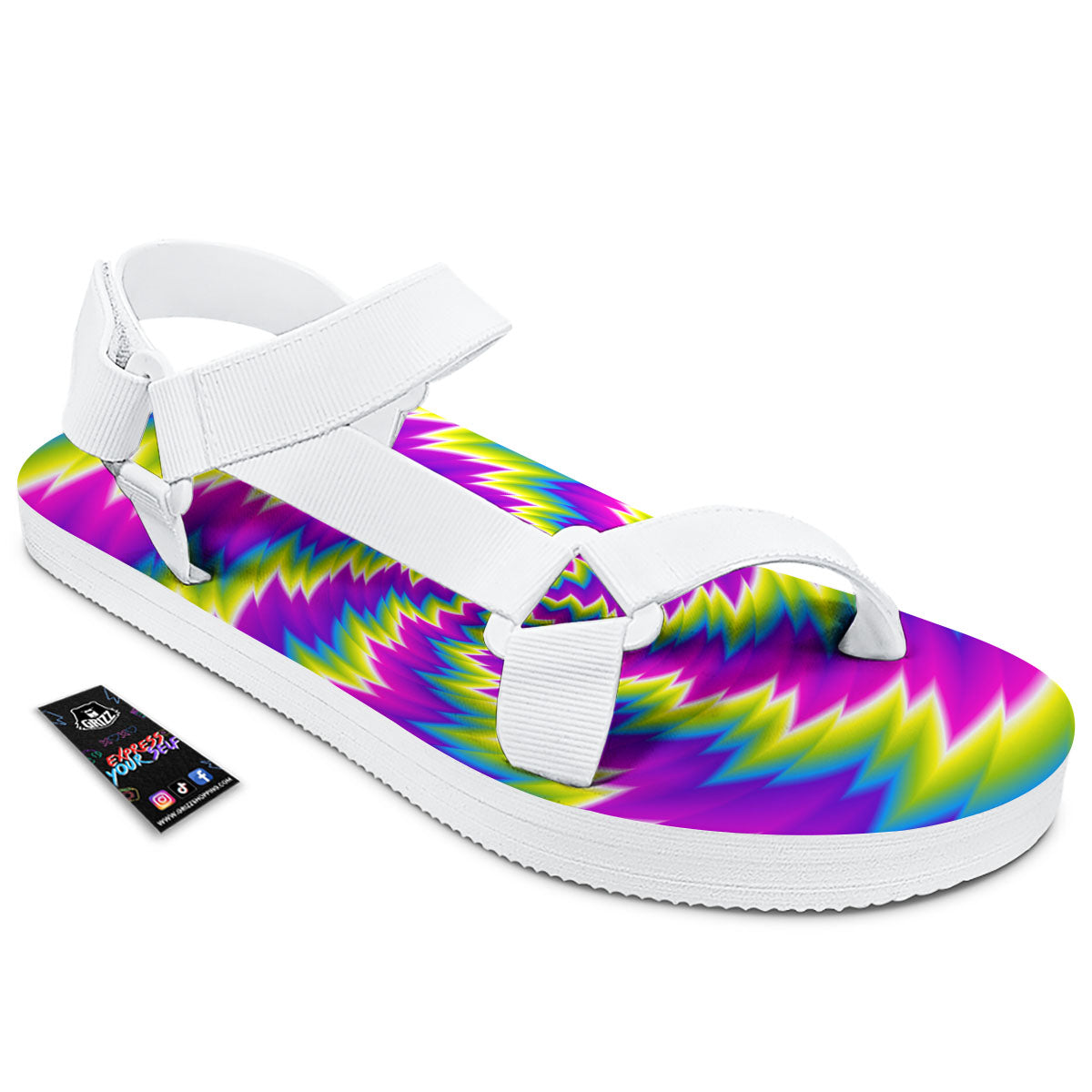 Illusion Optical Psychedelic Radiant White Open Toe Sandals-grizzshop