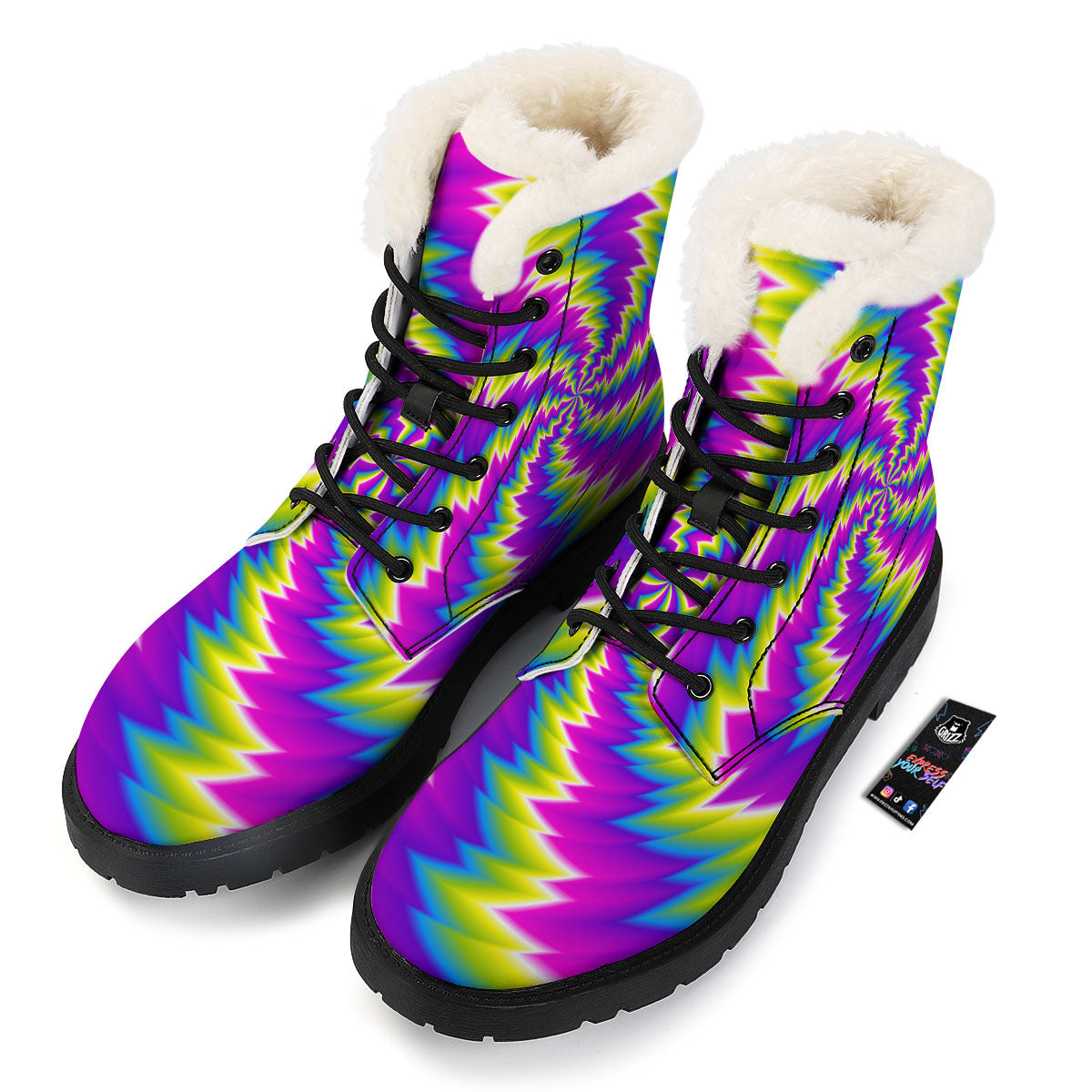 Illusion Optical Psychedelic Radiant Winter Boots-grizzshop