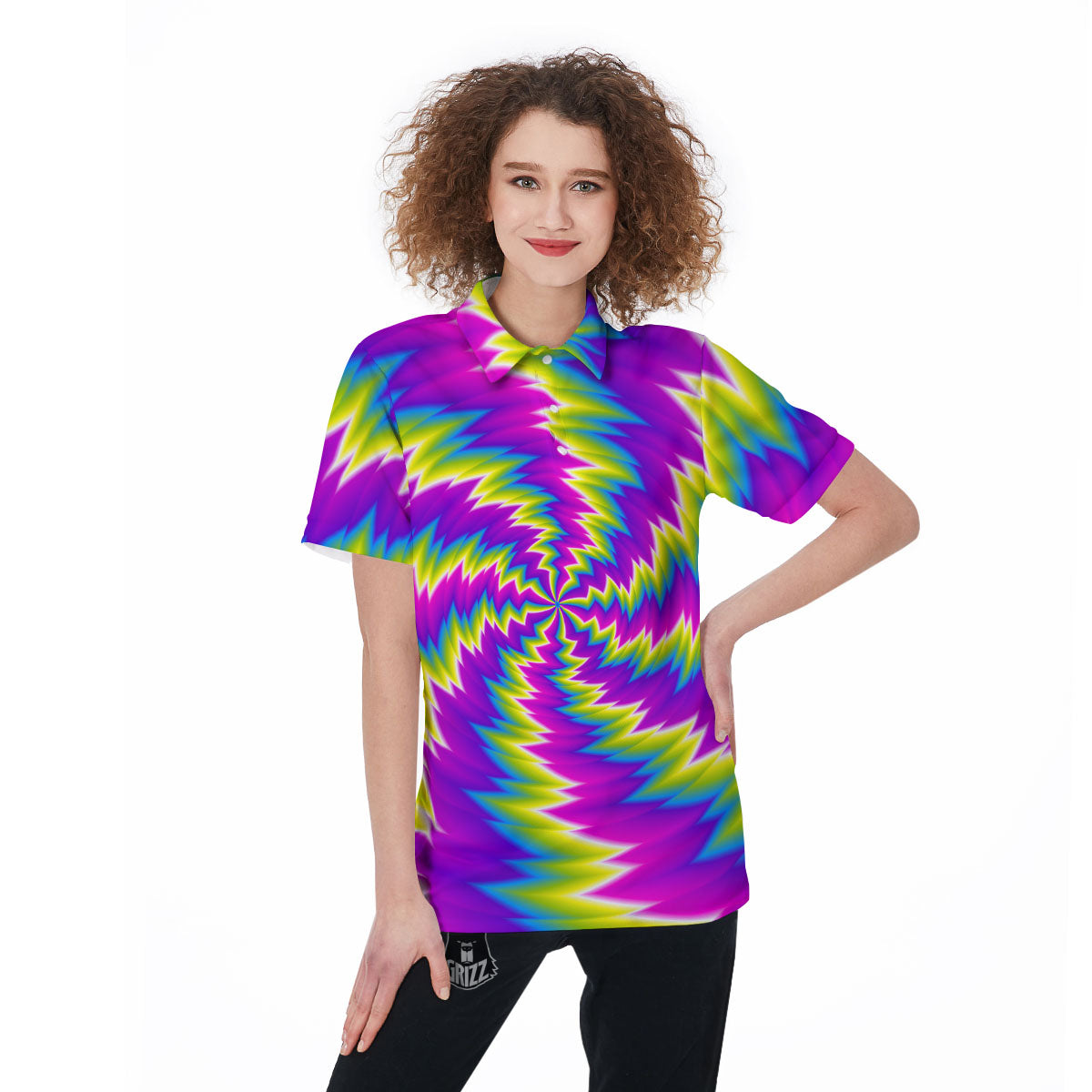 Illusion Optical Psychedelic Radiant Women's Golf Shirts-grizzshop