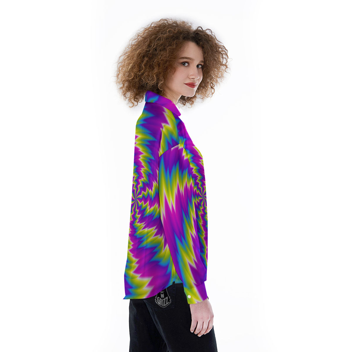 Illusion Optical Psychedelic Radiant Women's Long Sleeve Shirts-grizzshop