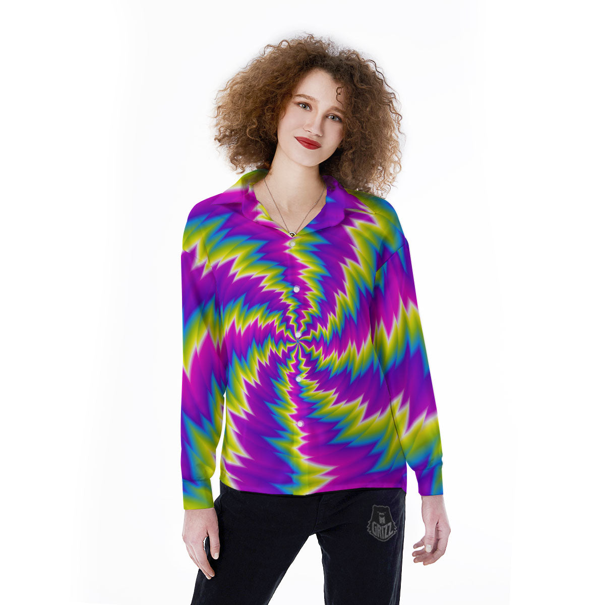Illusion Optical Psychedelic Radiant Women's Long Sleeve Shirts-grizzshop