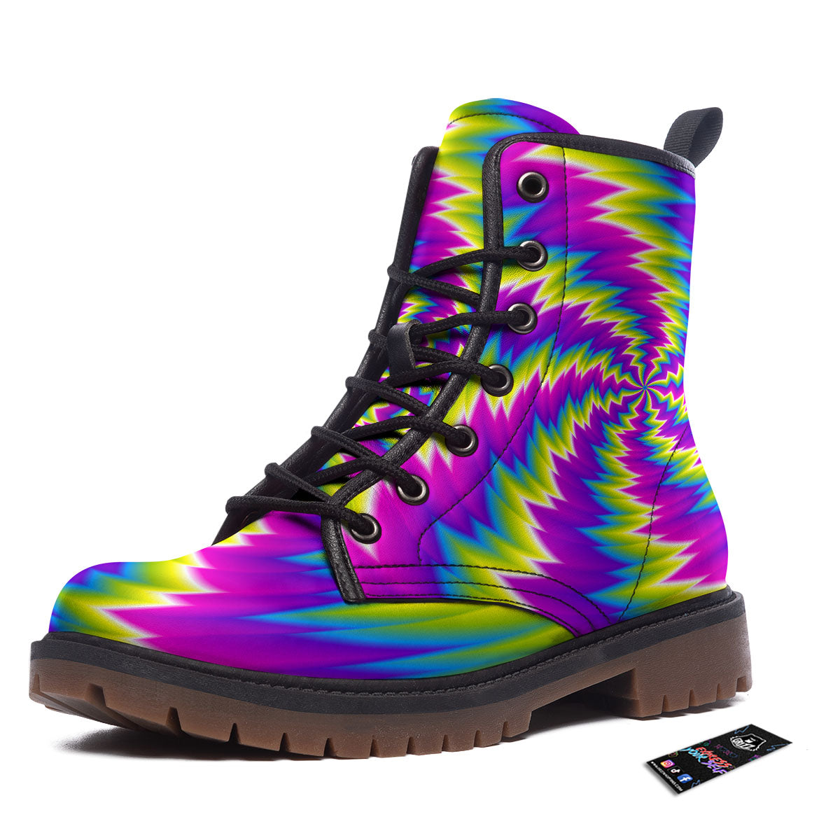 Illusion Optical Psychedelic Radiant Work Boots-grizzshop