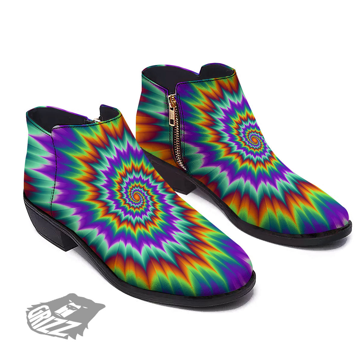 Illusion Optical Psychedelic Spiral Ankle Boots-grizzshop
