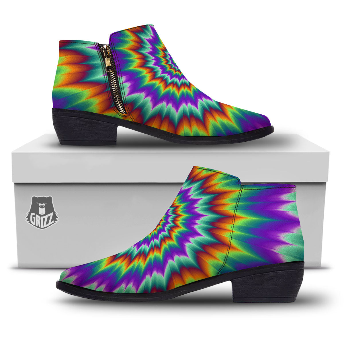 Illusion Optical Psychedelic Spiral Ankle Boots-grizzshop